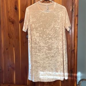 Creamy white velvet shift mini tshirt dress